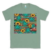 Sage western gemstone sunflowers serape cowhide glitter wooden Classic Tee - Artiststas