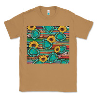 Western Gemstone Sunflowers Serape Cowhide Glitter Wooden Classic Tee | Teevron