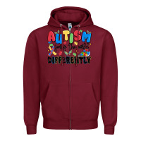 Burgundy autism seeing the world differently Zipper Hoodie - MaliasSmallBusiness