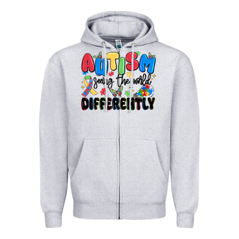 Autism Seeing The World Differently Zipper Hoodie by MaliasSmallBusiness | Teevron