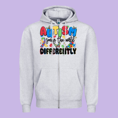 Autism Seeing The World Differently Zipper Hoodie Designed By Maliassmallbusiness