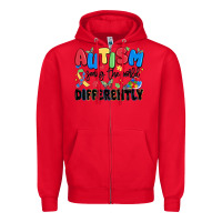 Red autism seeing the world differently Zipper Hoodie - MaliasSmallBusiness