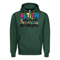 Sports Green autism seeing the world differently Zipper Hoodie - MaliasSmallBusiness