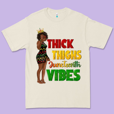Premium Tee thick thighs juneteenth vibes with afro black woma