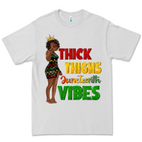 Dove Grey thick thighs juneteenth vibes with afro black woma Premium Tee - texasbilliewilder