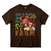 Chocolate Brown western life is better on the farm Heavy Core Tee - Artiststas