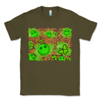 Army Green shamrock glitter leopard and wood background Classic Tee - Artiststas