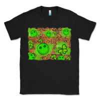 Black shamrock glitter leopard and wood background Classic Tee - Artiststas