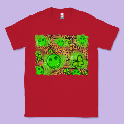 Shamrock Glitter Leopard And Wood Background Classic Tee Designed By Artiststas