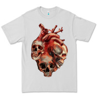 Dove Grey Heart Skulls Premium Tee - RanaPortraitStore