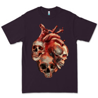 Plum Heart Skulls Premium Tee - RanaPortraitStore