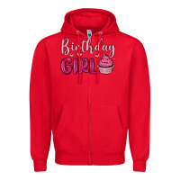 Red birthday girl cupcake Zipper Hoodie - MaliasSmallBusiness