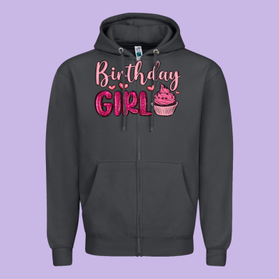 Birthday Girl Cupcake Zipper Hoodie Designed By Maliassmallbusiness