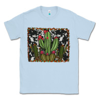 Dusty Blue aztec cowhide cacti Classic Tee - RanaPortraitStore
