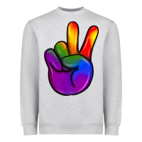 Heather Grey pride peace hand Heavyweight Sweatshirt - JahusDesignShop
