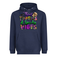 Navy thick thighs and spooky vibes Heavyweight Hoodie - BundleAndBundleShop