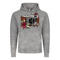 Cloud Rock floral feather vintage camera Vintage Hoodie - FaDigitalArtStudio