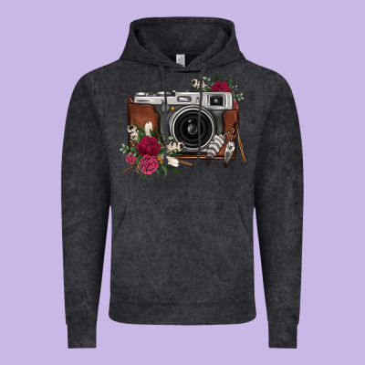 Floral Feather Vintage Camera Vintage Hoodie Designed By Fadigitalartstudio