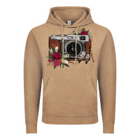 Vintage Coffee floral feather vintage camera Vintage Hoodie - FaDigitalArtStudio