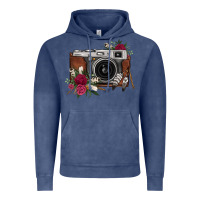 Vintage Denim floral feather vintage camera Vintage Hoodie - FaDigitalArtStudio