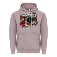 Vintage Zinc floral feather vintage camera Vintage Hoodie - FaDigitalArtStudio