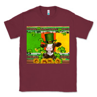 Burgundy saint patricks cow and hat with sunflower and shamrock Classic Tee - Artiststas
