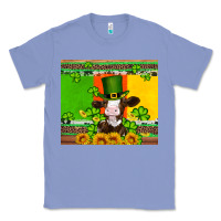 Colony Blue saint patricks cow and hat with sunflower and shamrock Classic Tee - Artiststas