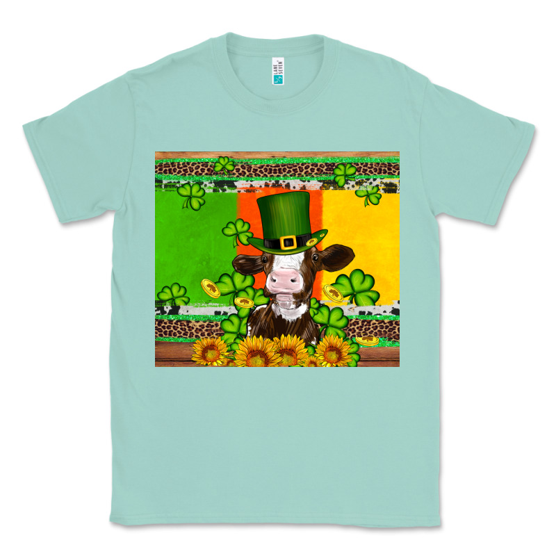 Saint Patricks Cow And Hat With Sunflower And Shamrock Classic Tee by Artiststas | Teevron