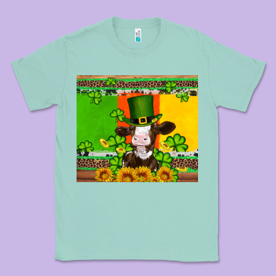 Saint Patricks Cow And Hat With Sunflower And Shamrock Classic Tee Designed By Artiststas