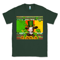 Sports Green saint patricks cow and hat with sunflower and shamrock Classic Tee - Artiststas