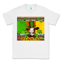 White saint patricks cow and hat with sunflower and shamrock Classic Tee - Artiststas