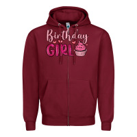 Burgundy birthday girl cupcake Zipper Hoodie - MaliasSmallBusiness