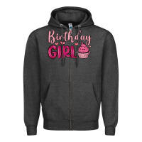 Charcoal Heather birthday girl cupcake Zipper Hoodie - MaliasSmallBusiness