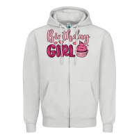 Dove Grey birthday girl cupcake Zipper Hoodie - MaliasSmallBusiness