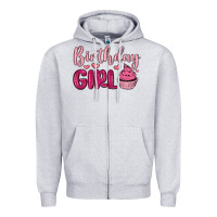 Heather Grey birthday girl cupcake Zipper Hoodie - MaliasSmallBusiness
