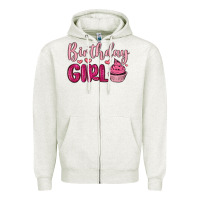 Oatmeal Heather birthday girl cupcake Zipper Hoodie - MaliasSmallBusiness