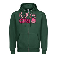 Sports Green birthday girl cupcake Zipper Hoodie - MaliasSmallBusiness