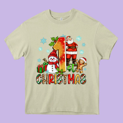 Heavy Core Tee 1st christmas santa and snowman