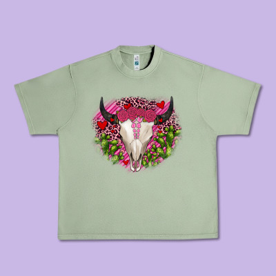 Bull Skull Cactus Valentines Urban Heavy Tee Designed By Jahusdesignshop