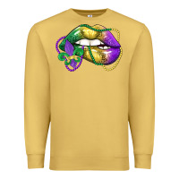 Antique Gold mardi gras lips Premium Sweatshirt - LillyAllenDesigns