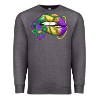 Charcoal Heather mardi gras lips Premium Sweatshirt - LillyAllenDesigns