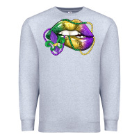 Heather Grey mardi gras lips Premium Sweatshirt - LillyAllenDesigns