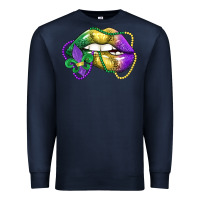 Navy mardi gras lips Premium Sweatshirt - LillyAllenDesigns