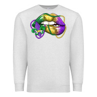 Oatmeal Heather mardi gras lips Premium Sweatshirt - LillyAllenDesigns