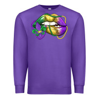 Purple mardi gras lips Premium Sweatshirt - LillyAllenDesigns