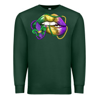 Sports Green mardi gras lips Premium Sweatshirt - LillyAllenDesigns