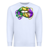 White mardi gras lips Premium Sweatshirt - LillyAllenDesigns