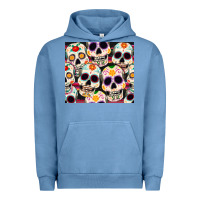 Pigment Pebble Blue cinco de mayo skull Urban Hoodie - CowGirlArtShop