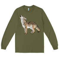 Army Green Howling Coyote Long Sleeve Tee - LillyAllenDesigns