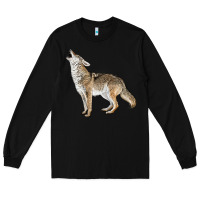 Black Howling Coyote Long Sleeve Tee - LillyAllenDesigns